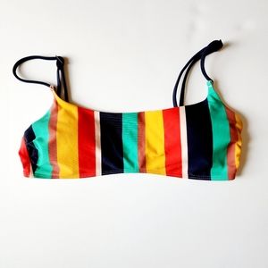 aerie Scoop Neck Bikini Top Multicolor Stripes Small